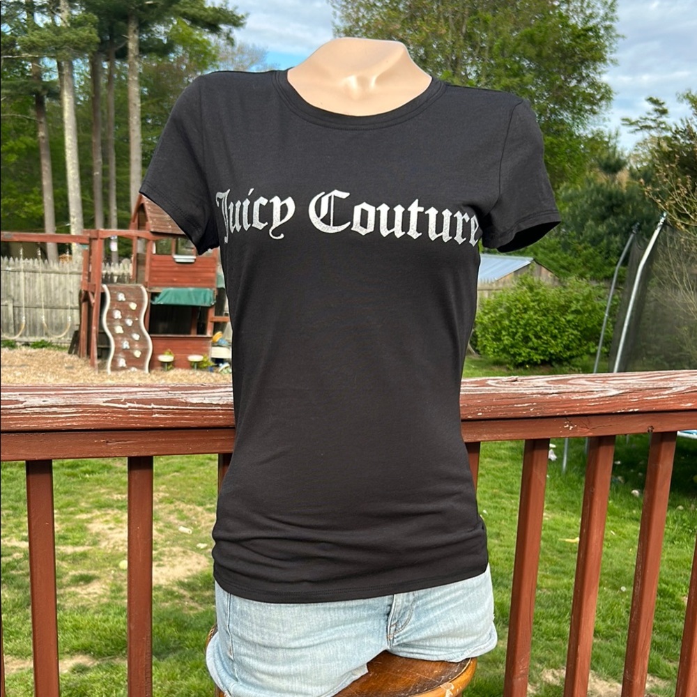 Juicy Couture Black Short Sleeve Fitted Tee NWT's Size Medium